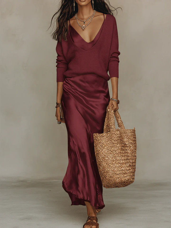 Elena | Luxe Satin Midi Dress