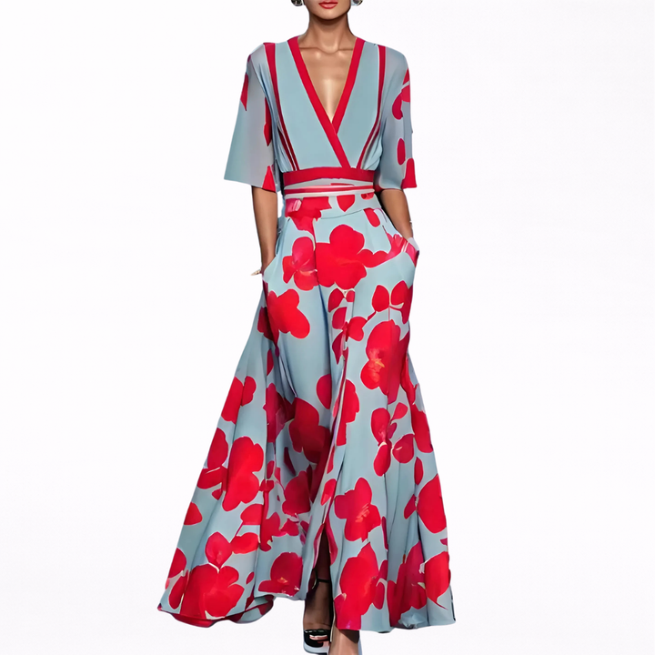 Valentina | Chic Maxi Dress Featuring a Deep V-Neck