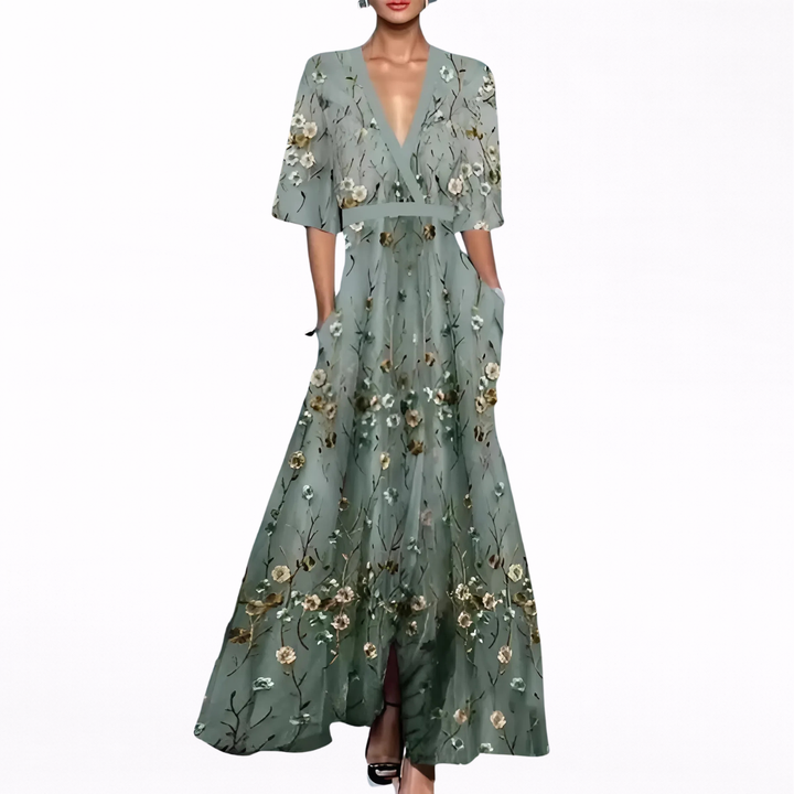 Valentina | Chic Maxi Dress Featuring a Deep V-Neck