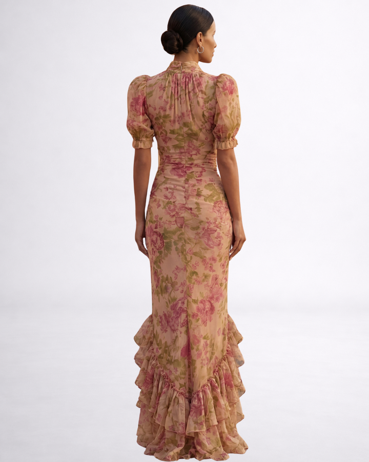 Rosario | Floral Print Long Chiffon Dress