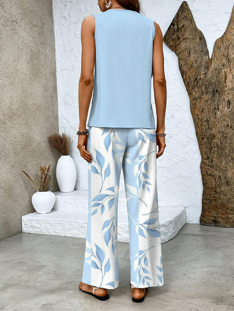 Juliette™ Elegant Two-Piece Set | Flowing Blouse and Wide-Leg Trousers
