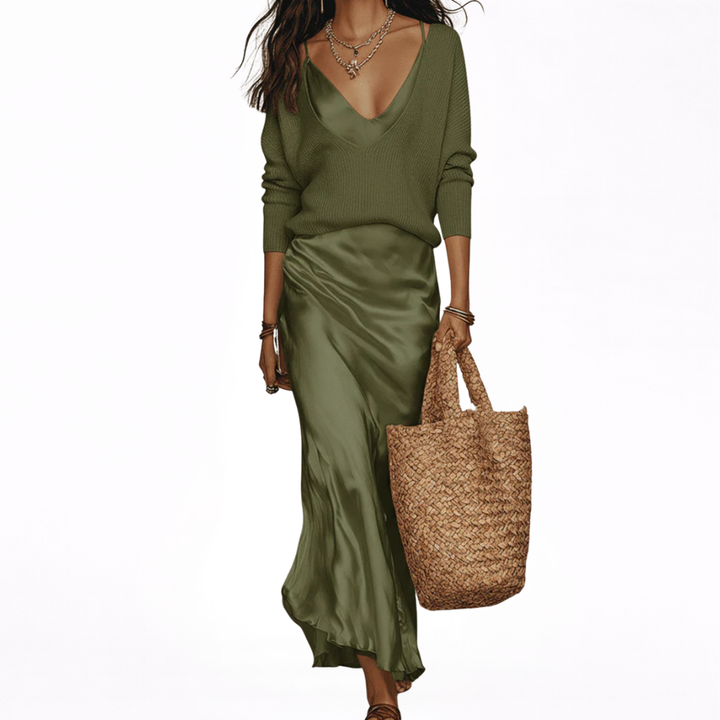 Elena Satin Midi Dress