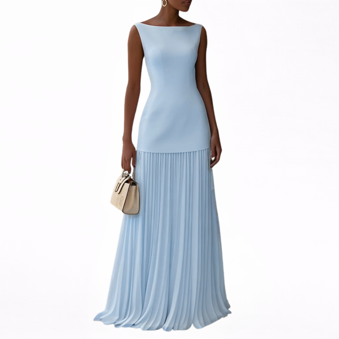 Celeste | Elegant Long Pleated Gown