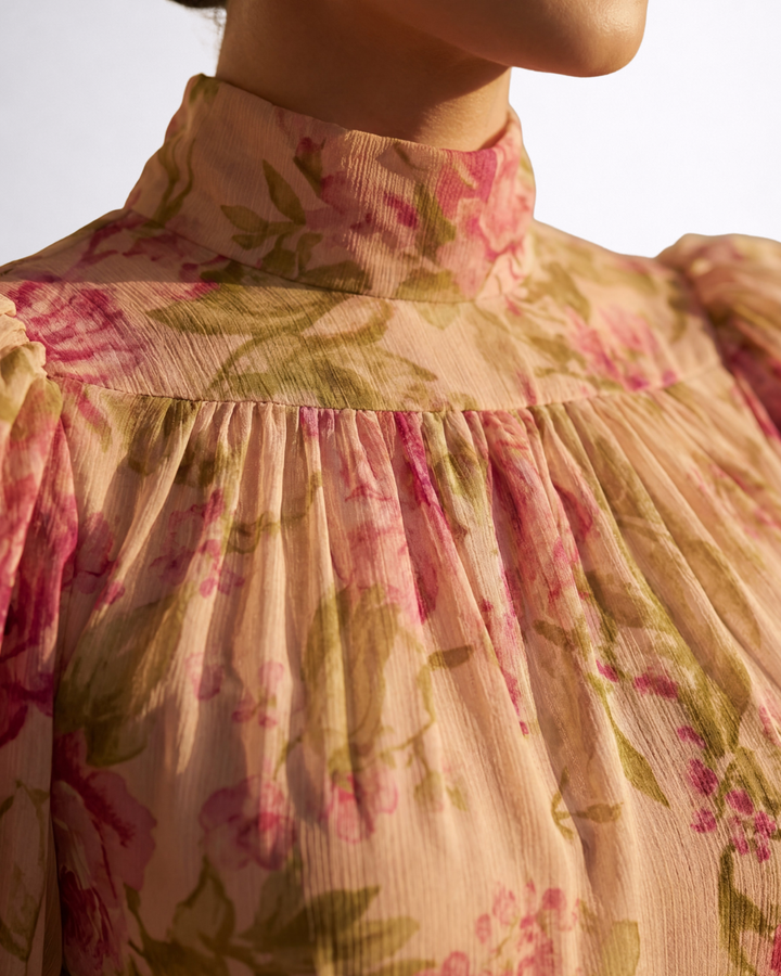 Rosario | Floral Print Long Chiffon Dress