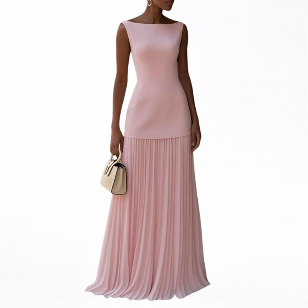 Celeste | Elegant Long Pleated Gown