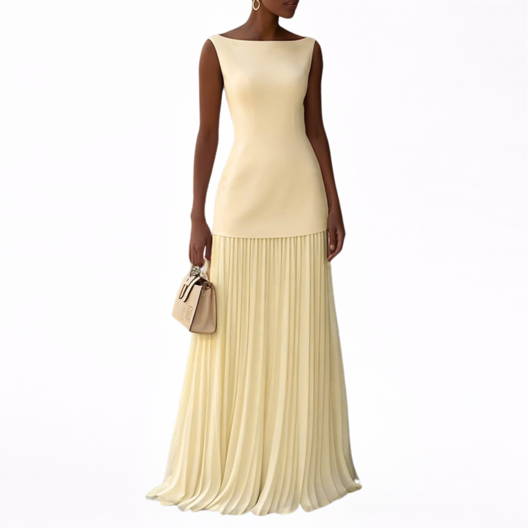 Celeste | Elegant Long Pleated Gown