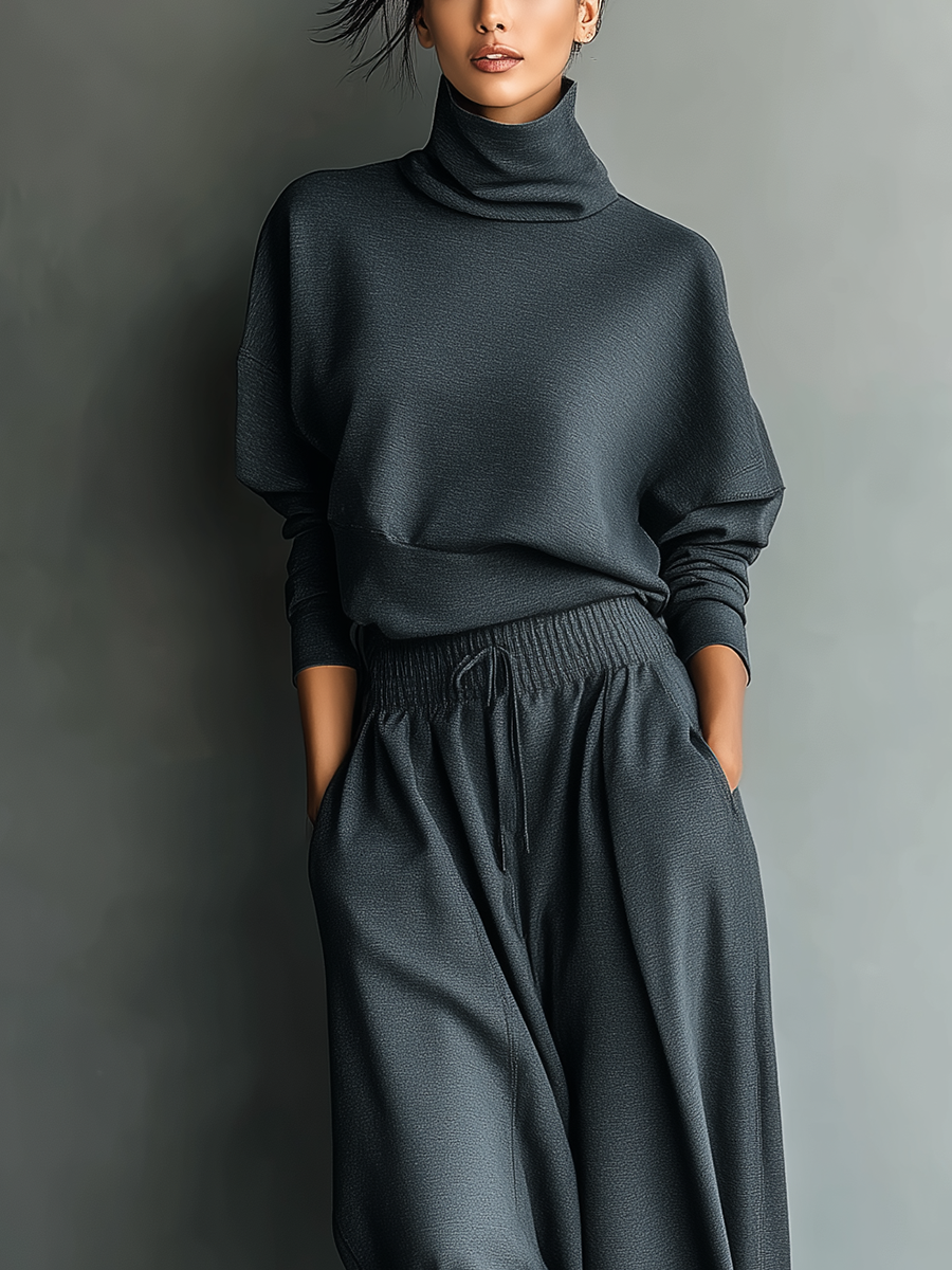 Wide-Leg Knit Pants Set