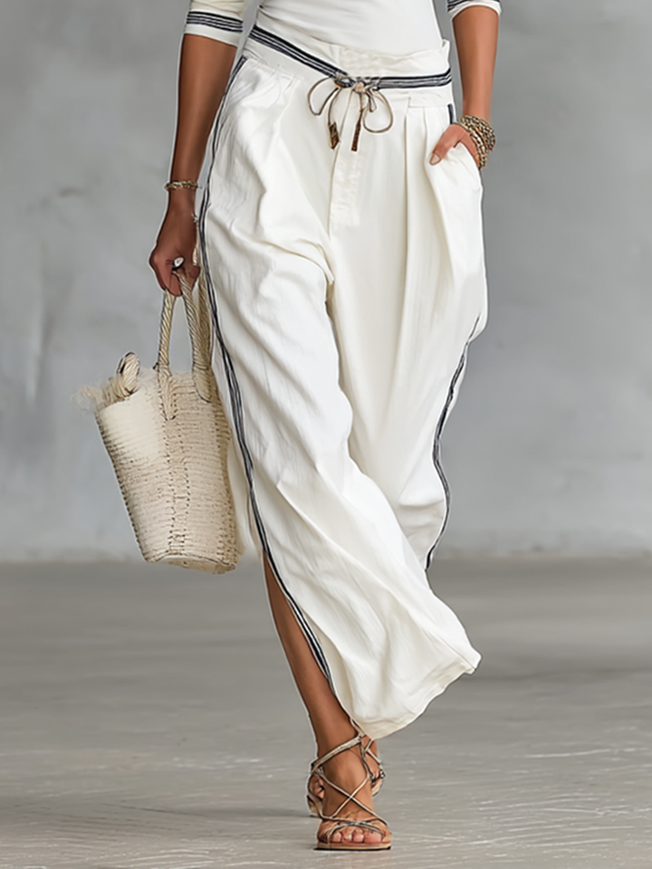 Wide-Leg Drawstring Sport Pants Set
