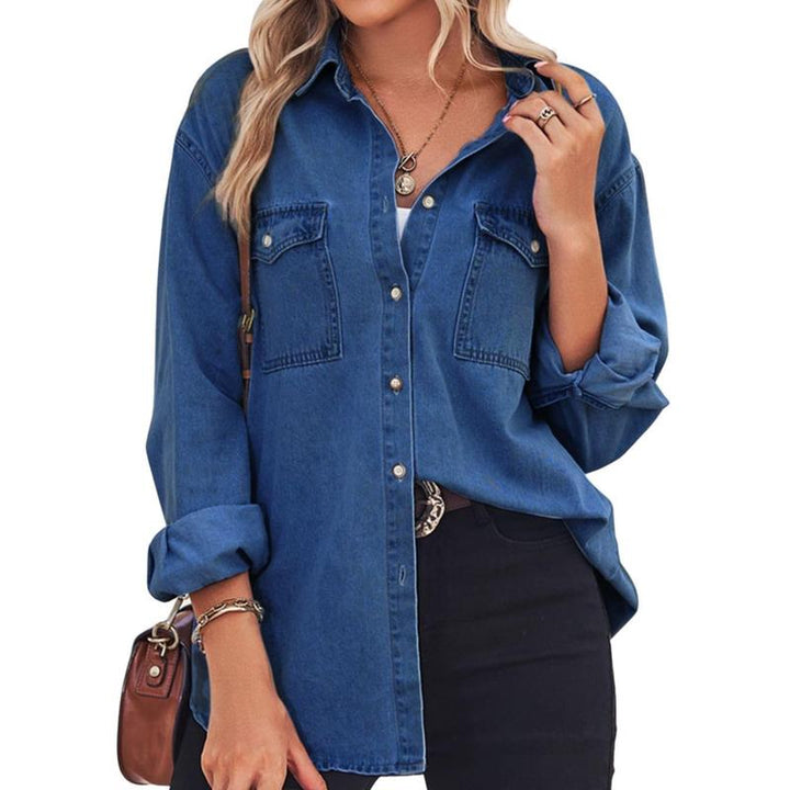Charlotte Vintage Long Sleeve Jean Shirt | Chic Casual Top