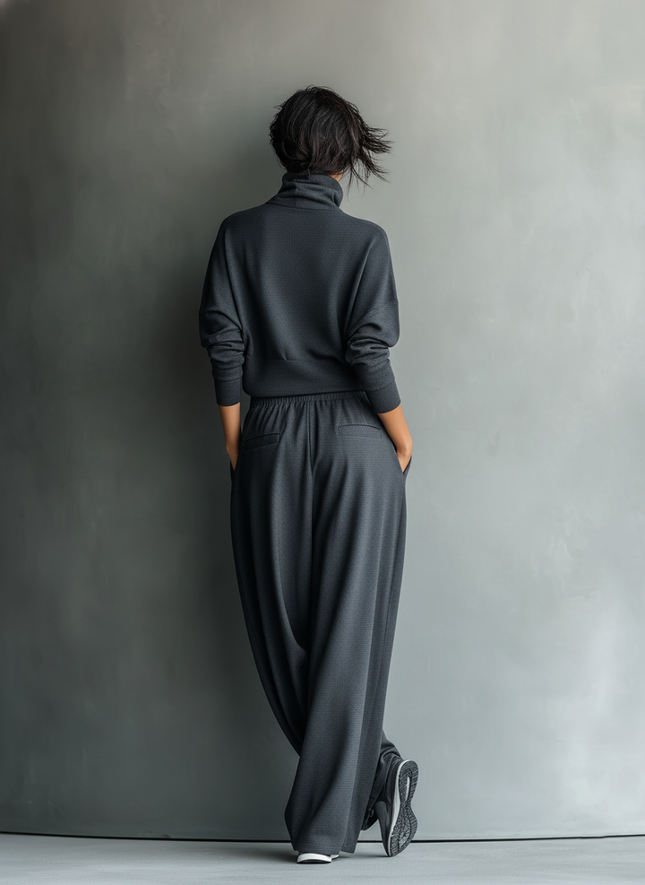 Wide-Leg Knit Pants Set
