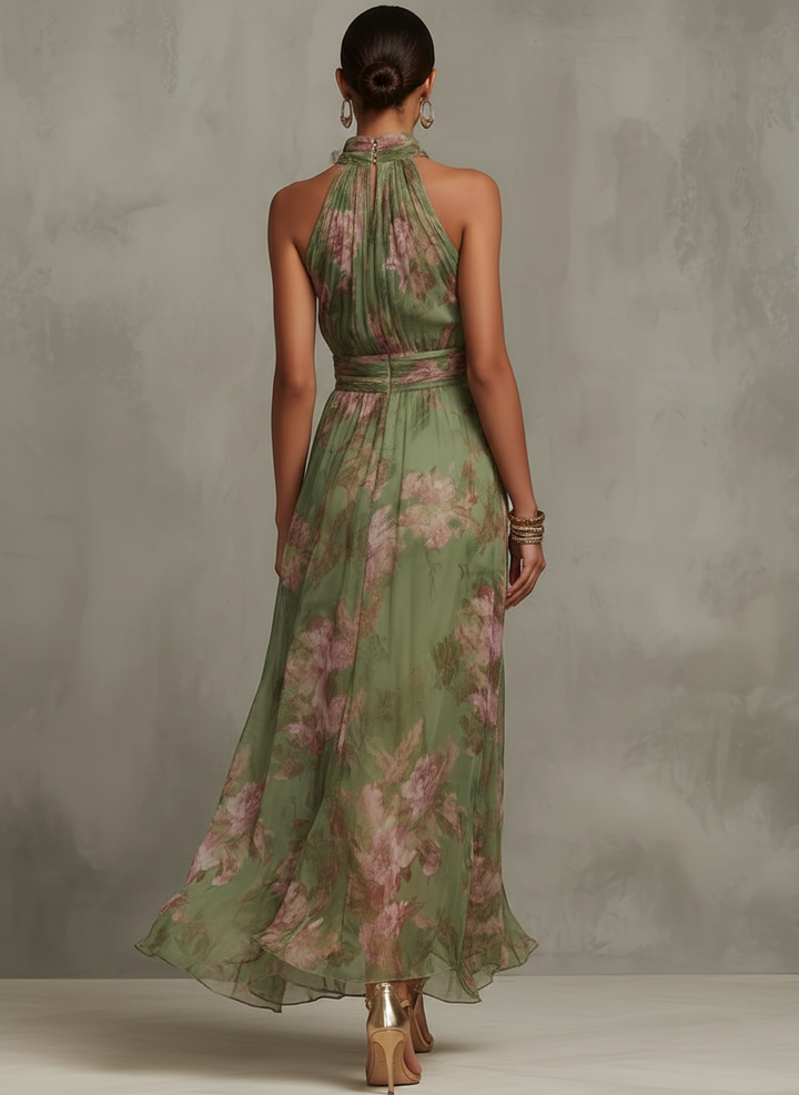 Livia | Floral Print Halter Neck Maxi Dress