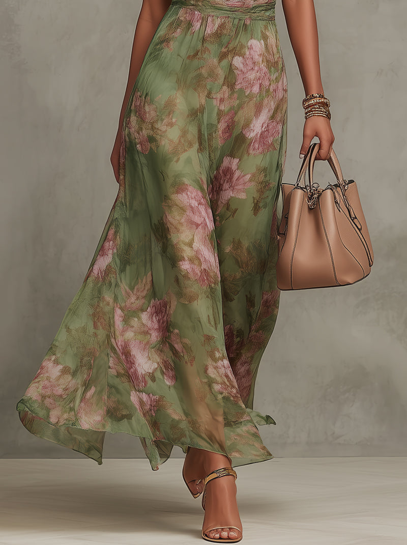 Livia | Floral Print Halter Neck Maxi Dress