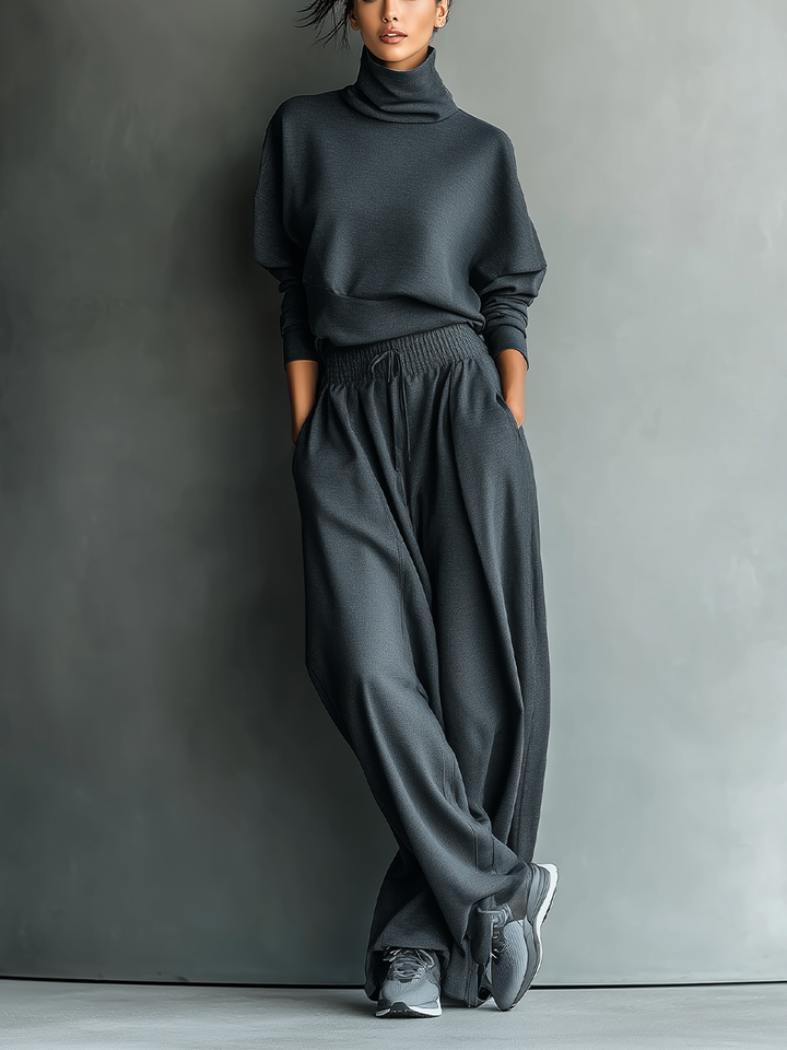 Wide-Leg Knit Pants Set