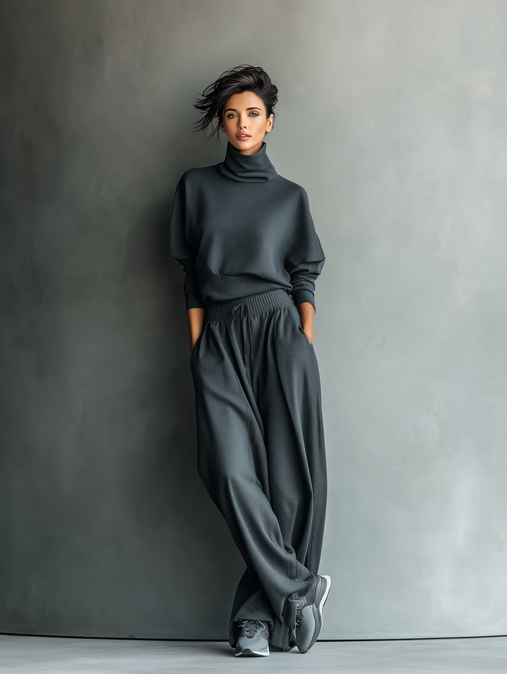 Wide-Leg Knit Pants Set